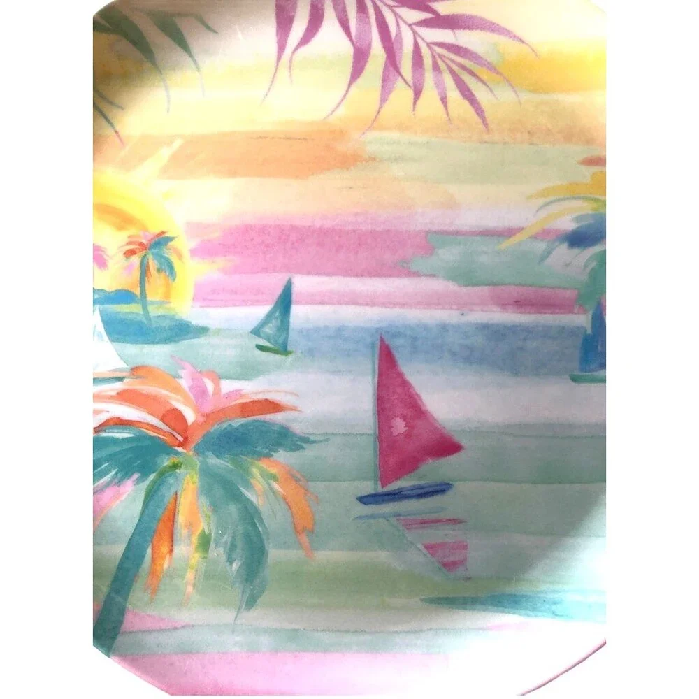Palm Trees Sailboats Sunset Melamine 11